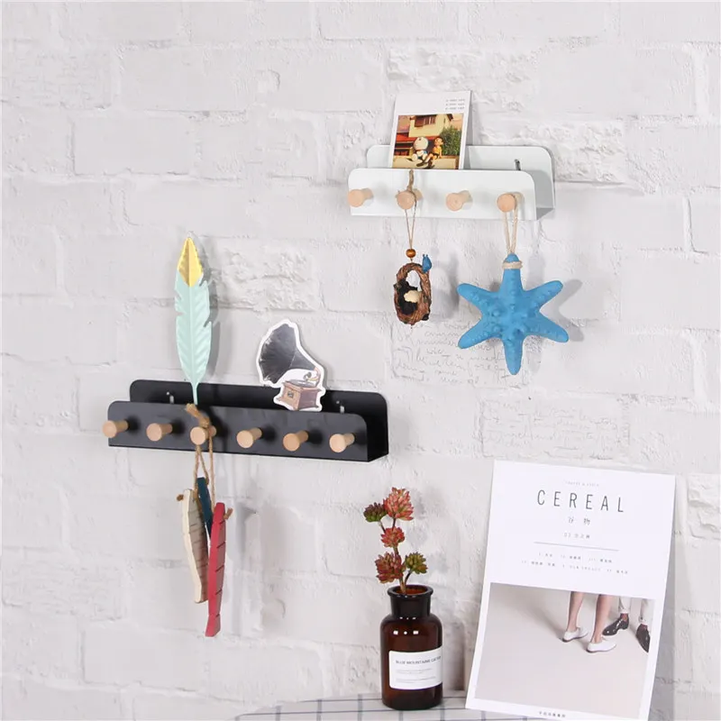 U образная железная стойка для хранения писем деревянные крючки ключей рельсы