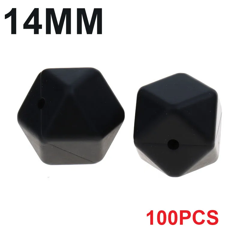 10 Smokey Black Fkisbox, Bpa бесплатно, 14 мм, 100 шт., силиконовые шестигранные бусины, детские жевательные прорезыватели, прорезыватели, ожерелье, соска, цепочка, сделай сам, подарок для малышей - Цвет: 10 Smokey Black