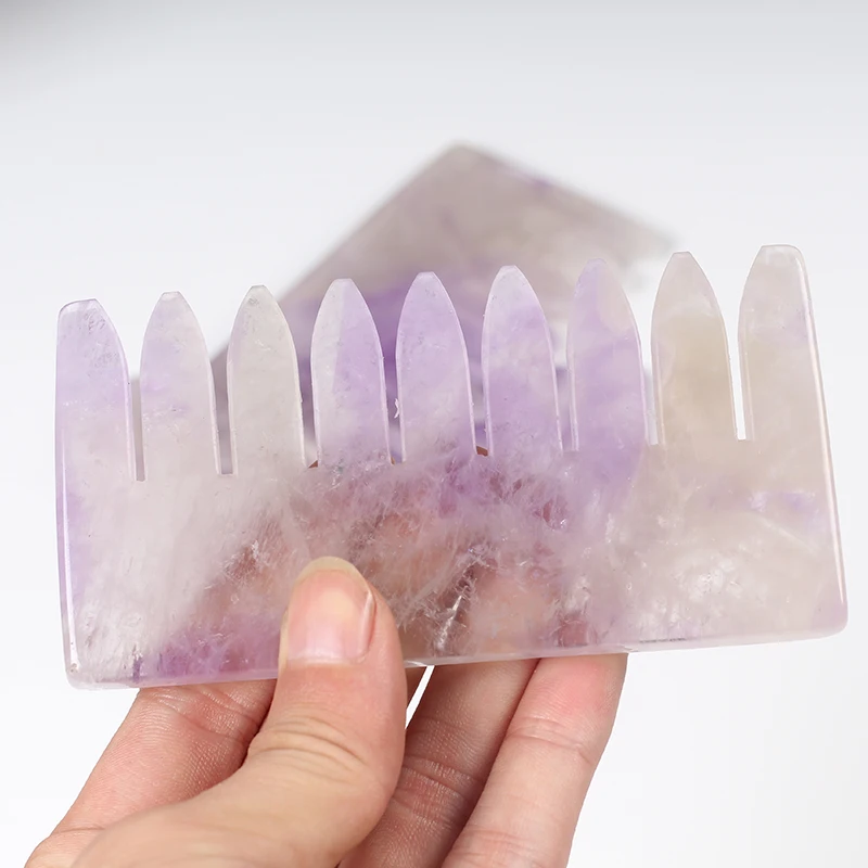 Натуральный фиолетовый Аметист Кристалл Массажная расческа КВАРЦЕВЫЙ массаж