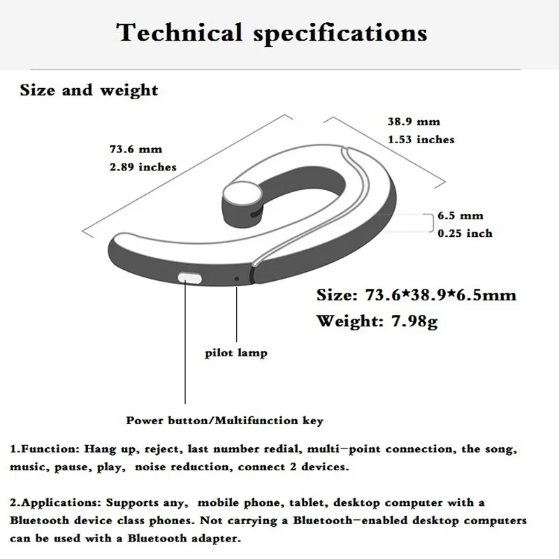 

GDLYL wireless handsfree Bluetooth headset noise-canceling Business bluetooth earphone wireless headphones for a mobile phone