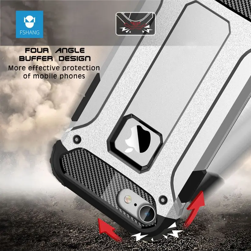 Fshang анти стук чехол для iPhone 6 S Plus 360 градусов тяжелых силиконовая pc phone case iphone плюс