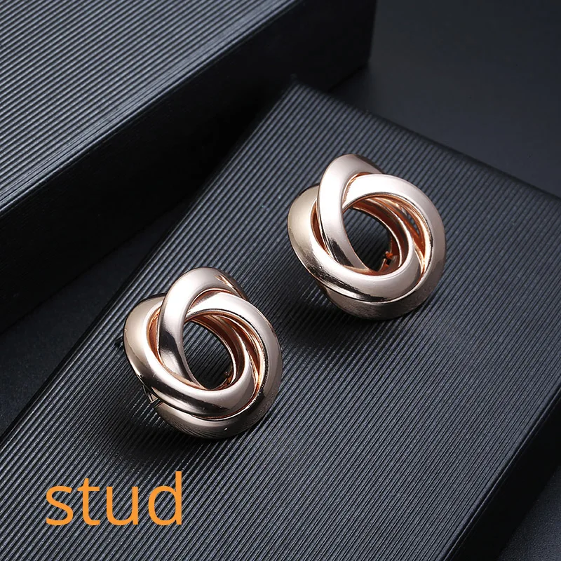 rose stud Модный круглый металлический клипса серьги без проколов для женщин винтажные золотые свадебные вечерние массивные геометрические клипсы для ушей ювелирные изделия brincos - Окраска металла: rose stud