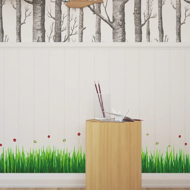 3D наклейки на плинтус и стены свежей зеленой травы Наклейки для гостиной спальни