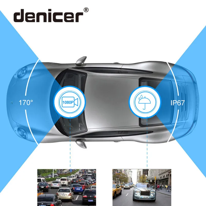Denicer Car Dash Cam зеркало с двумя объективами заднего вида Dvr 3 0 ''Авто рекордер видео