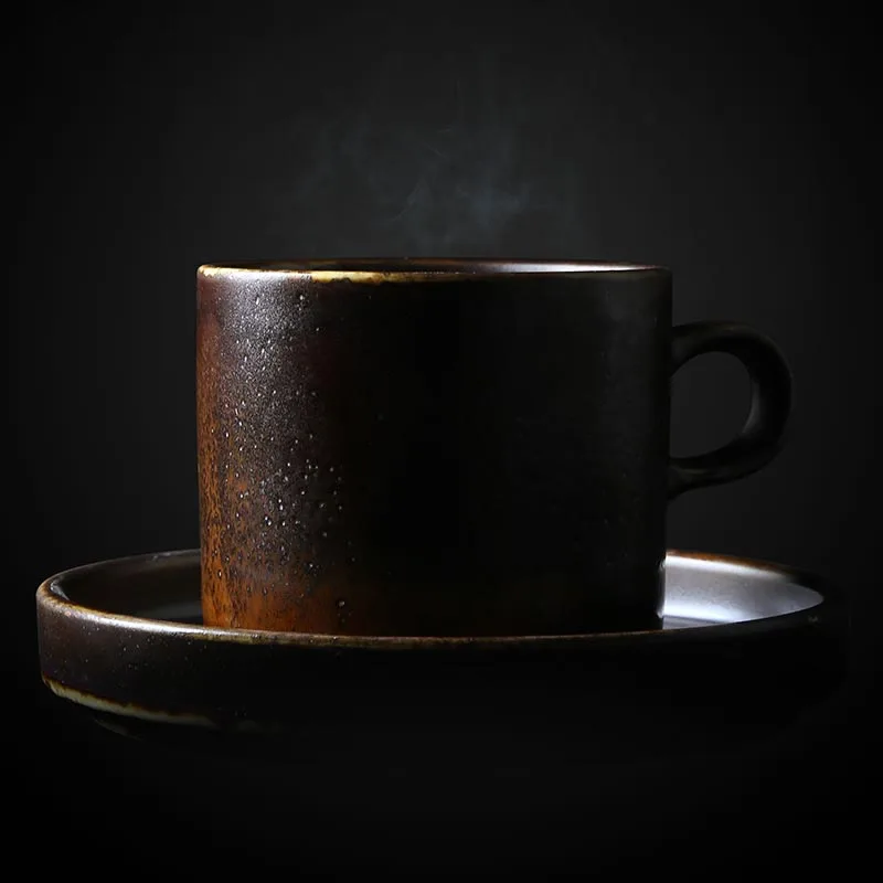 220 мл старинная чашка для кофе в японском стиле грубой керамики с блюдцем