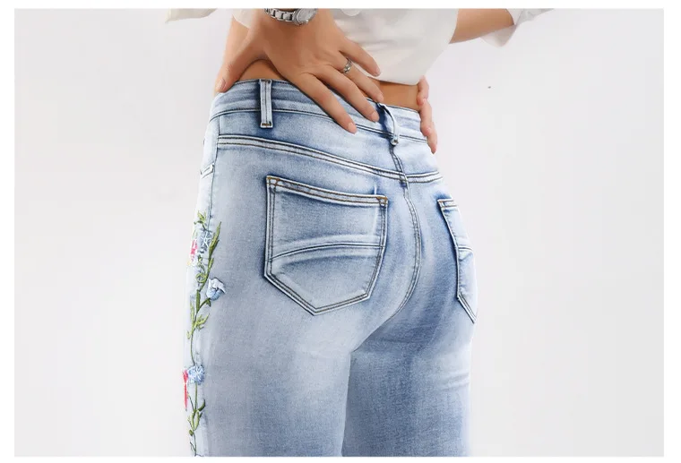 

2019 Embroidery Vintage Boyfriend Jeans For Women Denim Pants Mom Jeans Woman High Waist Skinny Jeans Femme Feminino Trousers