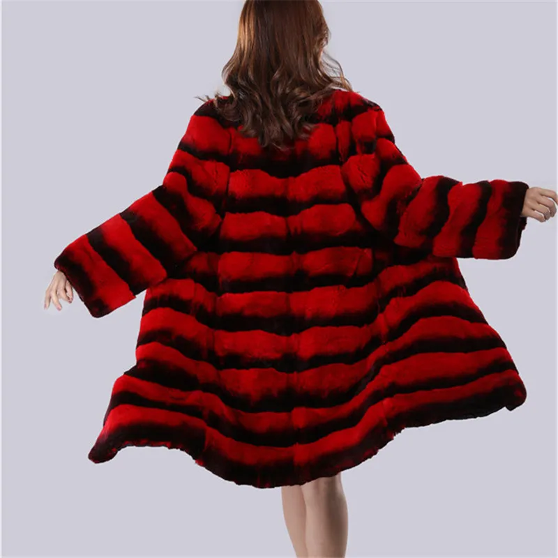 Women Clothes 2022 Length 90cm New Winter  Real Rabbit Fur Jacket Warm Soft Long Fur Coat Women enlarge