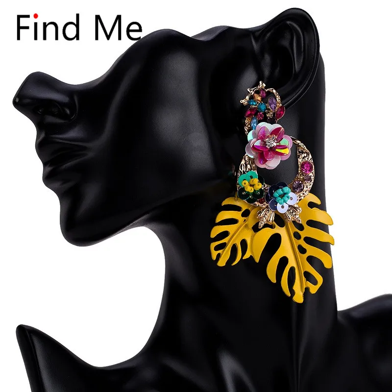 Женские серьги подвески в стиле бохо Find Me большие Винтажные с цветами Флорес