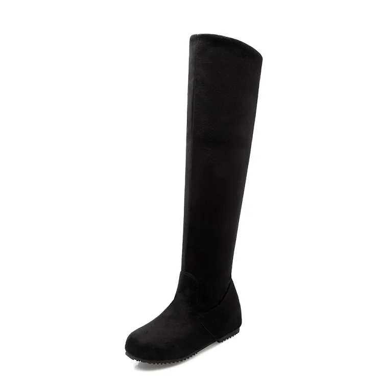 Черный Botas Mujer; очень большие размеры 30-52; женские Сапоги выше колена на танкетке; женские зимние сапоги; модные теплые зимние сапоги; обувь; 510 - Цвет: Черный