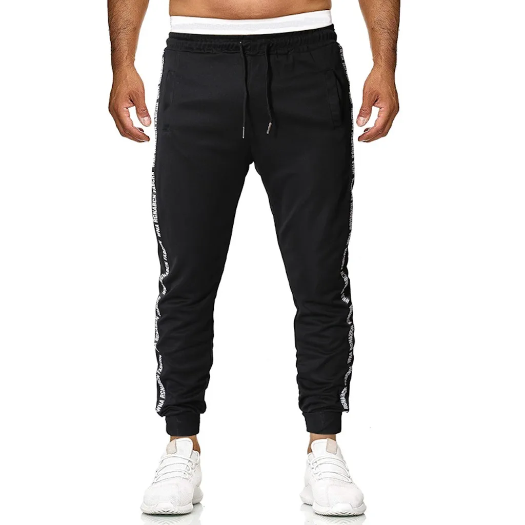 Мужские спортивные штаны в полоску уличная одежда из хлопка большие размеры