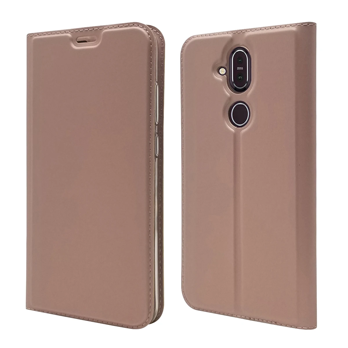 Ультратонкий матовый чехол для Nokia 8,1 8 Nokia8, магнитный адсорбционный чехол для Nokia 8, функциональный держатель для карт, деловой чехол - Цвет: Pink Gold
