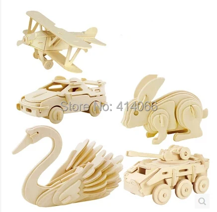 3d Трехмерная деревянная головоломка для животных игрушки детей diy Ручная работа