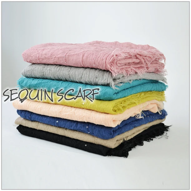 Однотонный Простой Большой рекламный женский шарф блестящий с блестками шаль