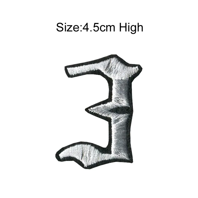 3 White black patch 1 шт., высота 4,5 см, 0-9, черный, красный, черный, золотой, металлические Цифры, Смешанные Вышитые нашивки, Пришивные железные бейдж-украшения для одежды - Цвет: 3 White black patch
