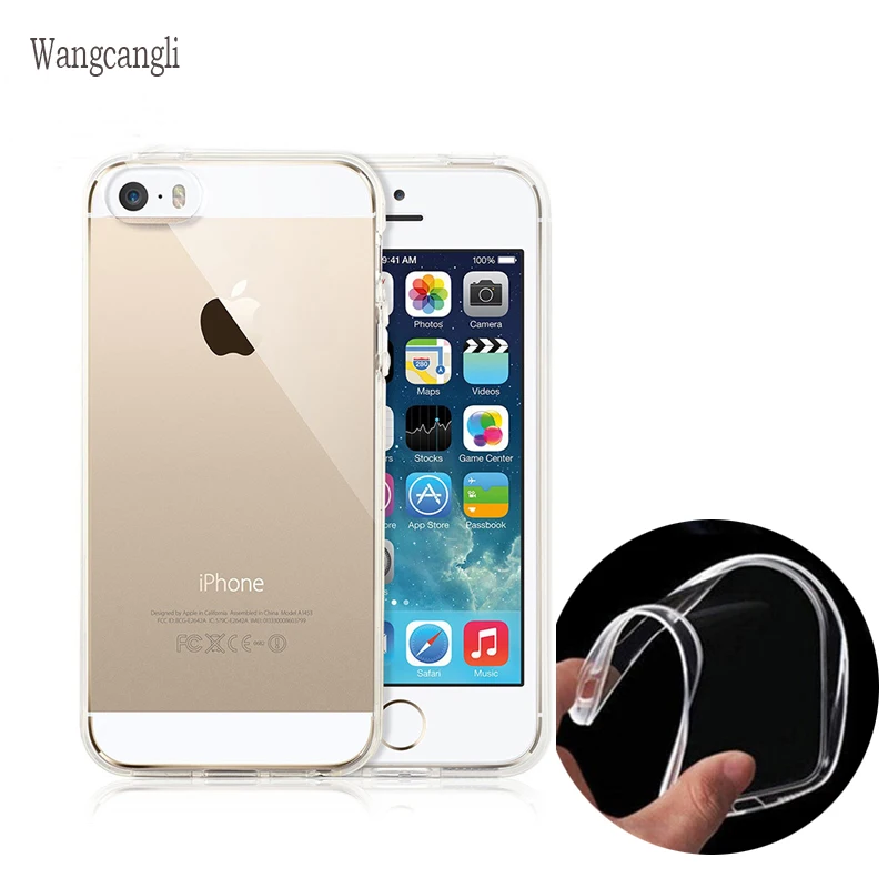Wangcangli TPU solf Прозрачная силиконовая задняя чехол для iphone 5 5s se 6 s 6s чехол TPU чехол для телефона для iphone 5 5s se 6 s 6s чехол