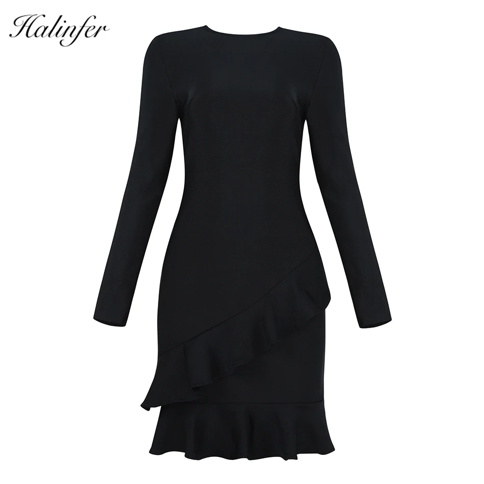 Новое весеннее женское платье Halinfer 2019 сексуальное облегающее с круглым вырезом