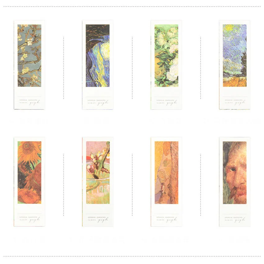 JIANWU 20pcs Van Gogh's Monet paper creative bookmark bookmark a small school gift card