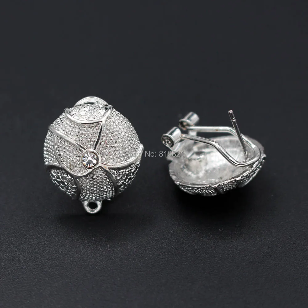 Серьги с петлей, вешалка, филигранная круглая основа, стразы, вымощенные, сделай сам, Ретро стиль, металлические зажимные серьги-клипсы, 18 мм, 10 пар