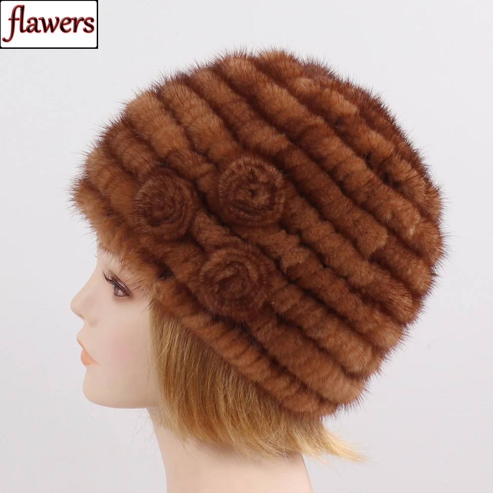 Новое поступление вязаные женские шапки из натурального меха норки зимние