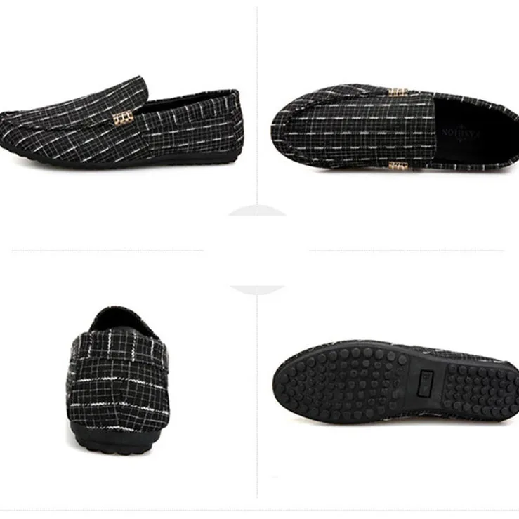 Casual Shoes Canvas Slip-on Rubber Breathable Soft Summer Sneakers Checkered Comfortable Fashion Autumn Flats Loafers For Men | Обувь