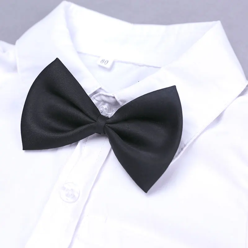 New Summer Kids Clothes Set Gentleman Style Children Sets Short Sleeve Solid Color Shirt Boy Top+Straps Shorts Formal Costume |