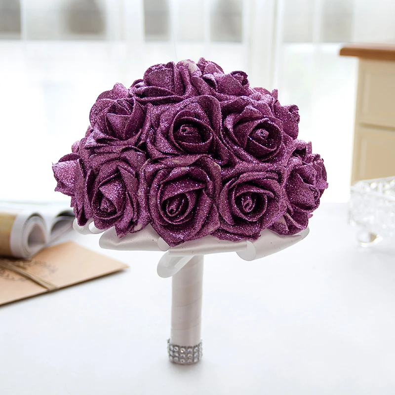 Свадебные букеты с блестящими цветами из пены свадебные аксессуары ручной