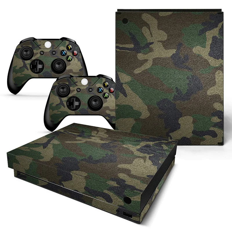 Зеленый камуфляж защитный стикер кожи для Xbox one X консоли и conctroller