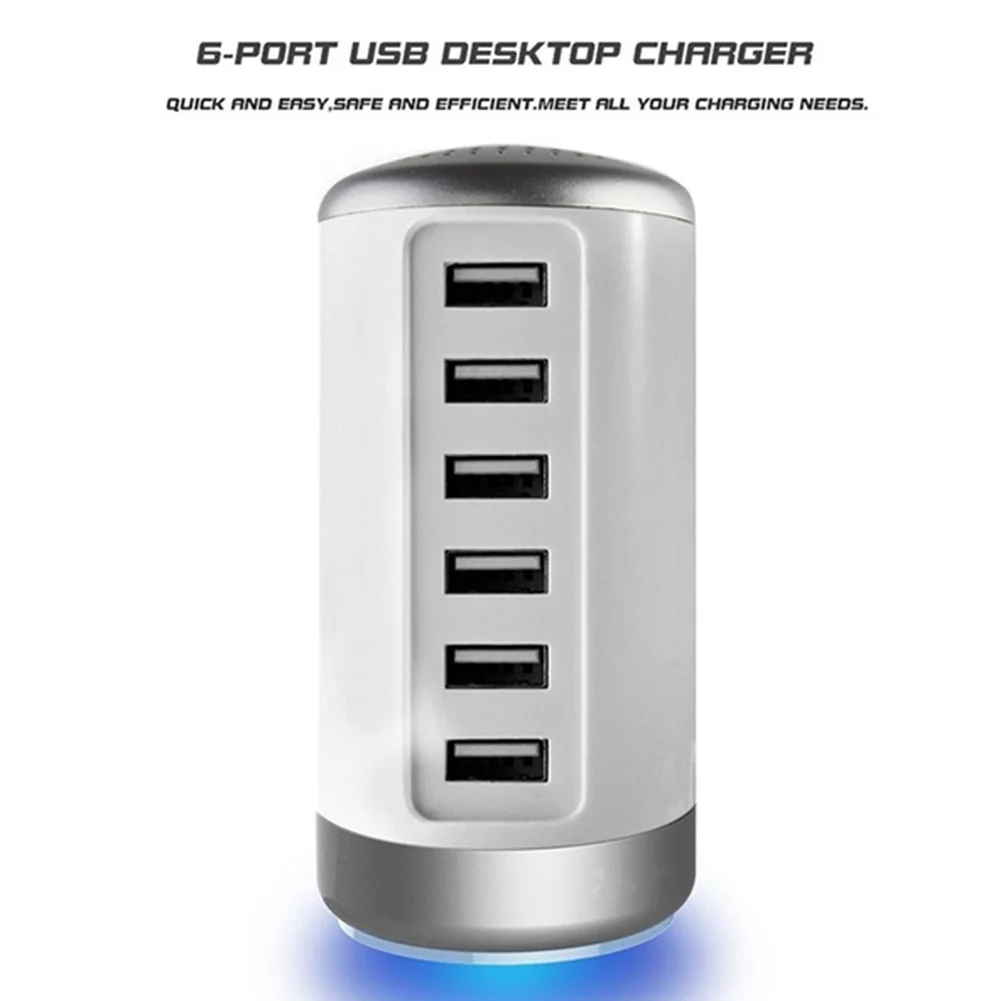 Зарядная Станция путешествия 6 Порты смартфон планшеты Smart идентификации Desktop