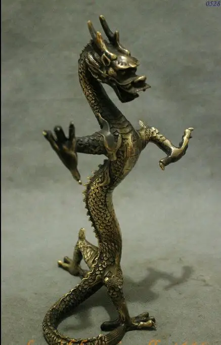 10&quotFolk Chinese Totem Bronze Wealth Year Zodiac Dragon Standing Statue Sculpture | Дом и сад