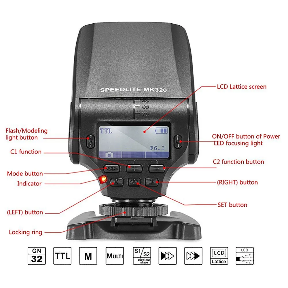 Neewer NW320 ttl ЖК-дисплей Дисплей Вспышка Speedlite для цифрового фотоаппарата Panasonic Lumix DMC GF7 GM5 GH4 GM1 GX7 G6 GF6 GH3 Olympus OM-D E-M5 II E-M10