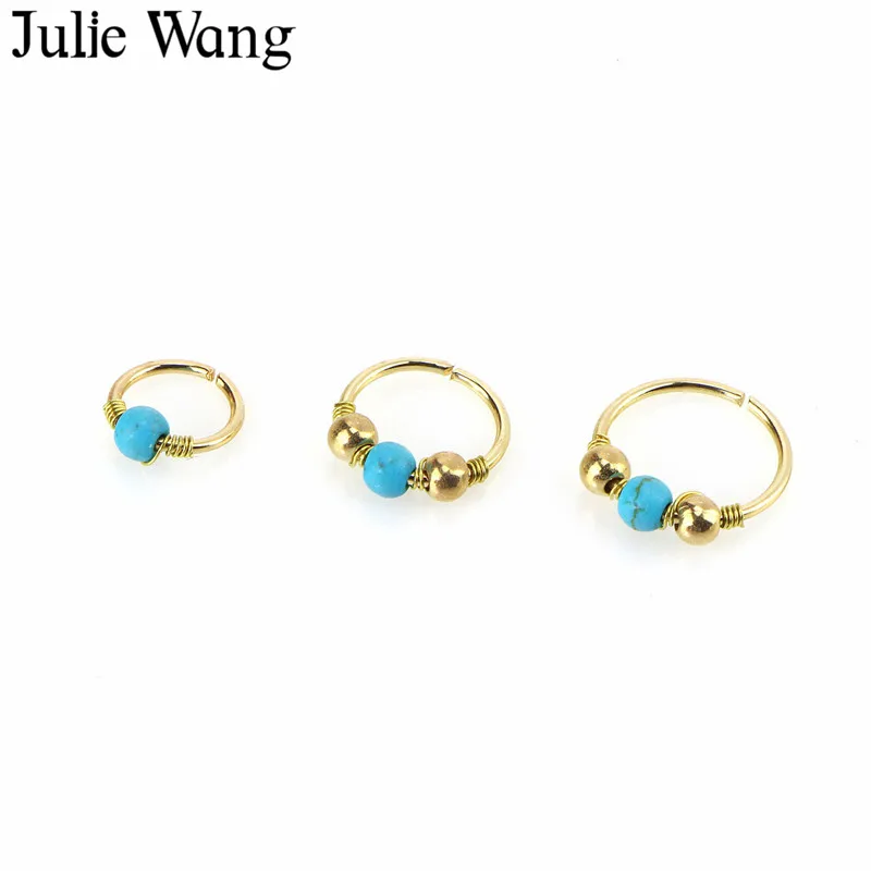 1 шт. медные кольца для носа с круглыми бусинами Julie Wang 6 мм/8 мм/10 мм ноздри обруч