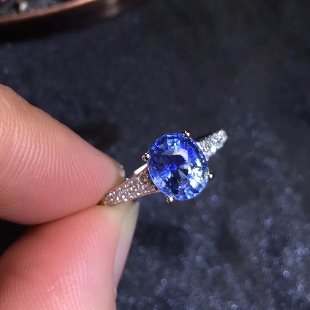 Ювелирные изделия Настоящее 18K 100% натуральный 2.39ct синий сапфир драгоценный