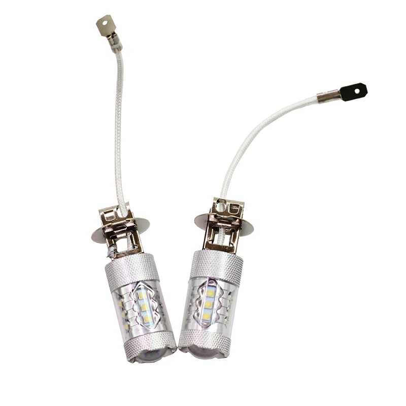 Cawanerl 1 пара H3 80 Вт светодиодный ная лампа 1800 лм 16 SMD 6000K белая автомобисветильник