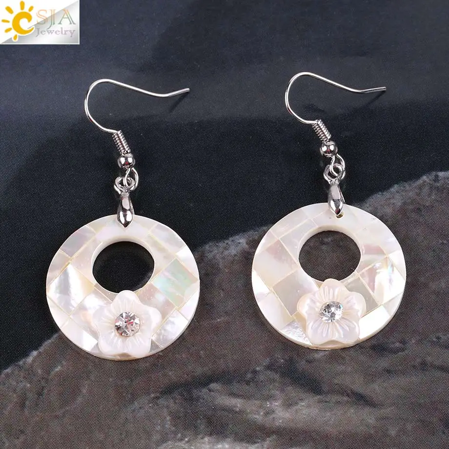 Женские ажурные серьги CSJA круглые серьги-подвески с натуральным жемчугом