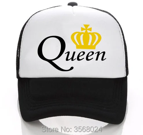 Бейсболка King queen с принтом для влюбленных, сетчатая бейсболка с козырьком, мужские женские шапки, Золотая Корона, дорожная Королевская корона, s