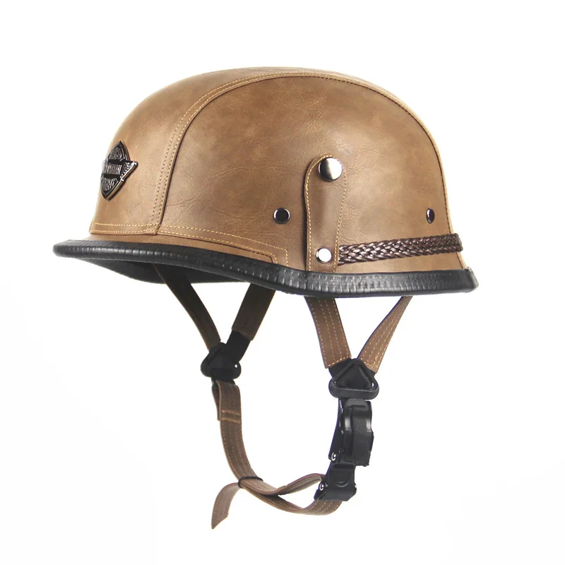 car styling Adult Leather Harley Helmets For Motorcycle Retro Half Cruise Helmet Prince GERMAN Vintage Moto | Автомобили и