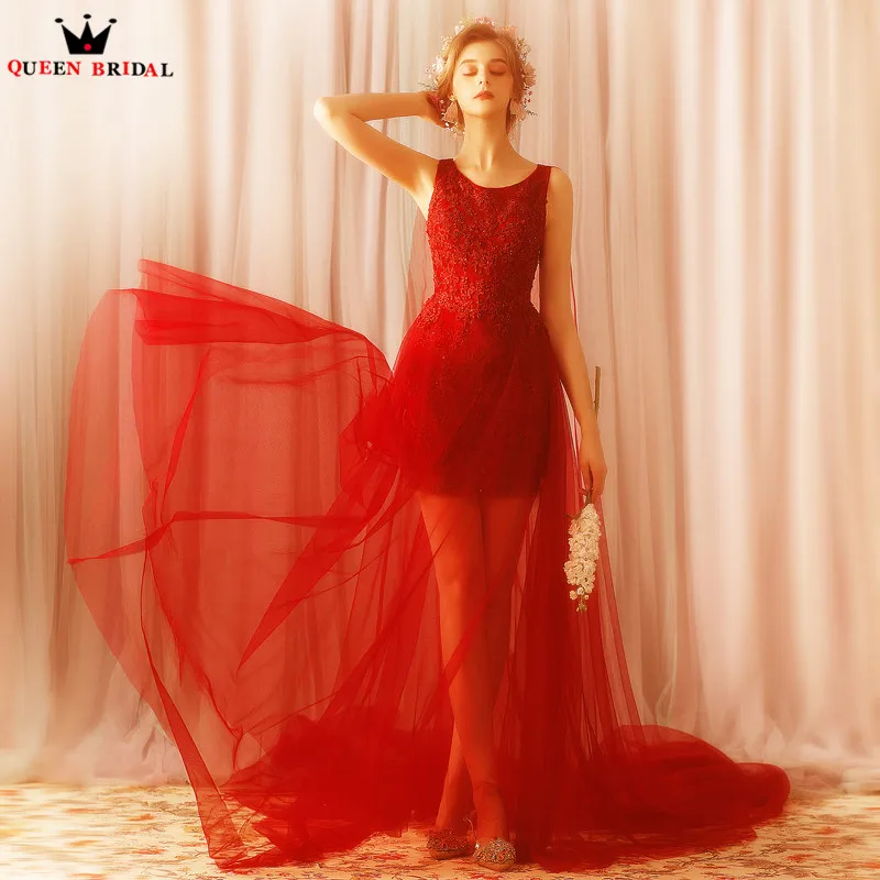 Сексуальные красные вечерние платья 2019 модная Русалка Тюль кружевные цветы