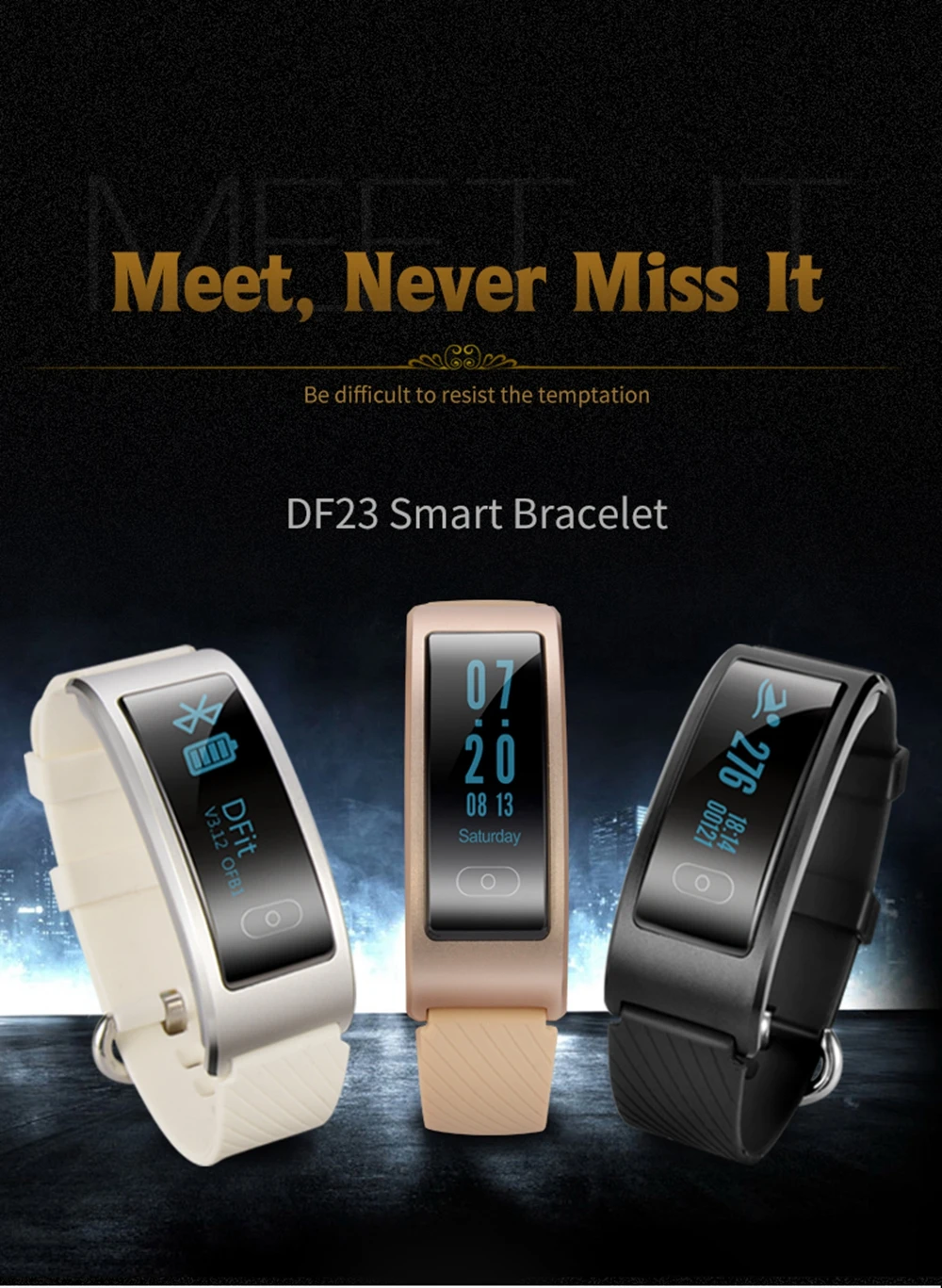 Новый оригинальный DF23 Спортивный Браслет Смарт браслет для плавания