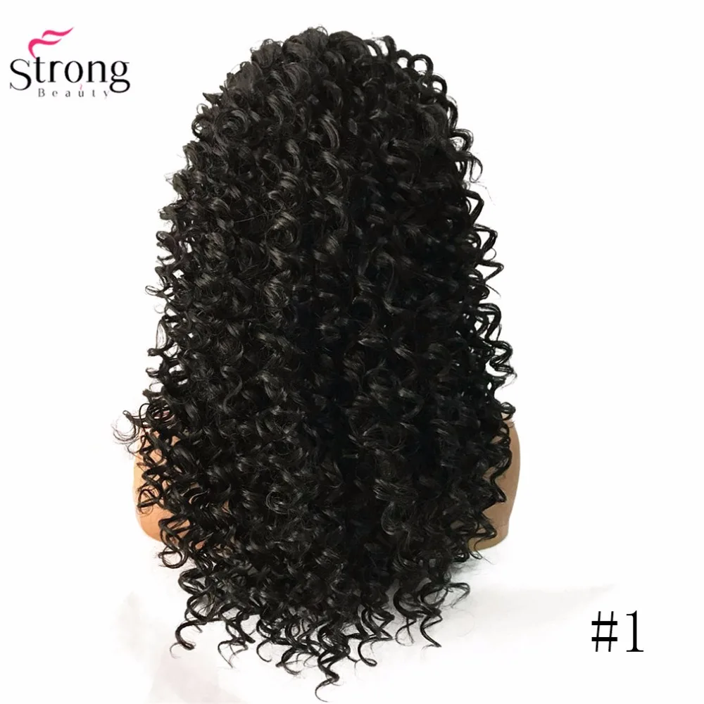 StrongBeauty синтетические волосы на кружеве Искусственные парики коричневый/черный длинные нахальный вьющиеся волосы шиньон синтетическ
