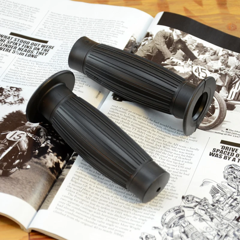 

Universal motorcycle Retro handle grips round rubber grips black and brown handle grips