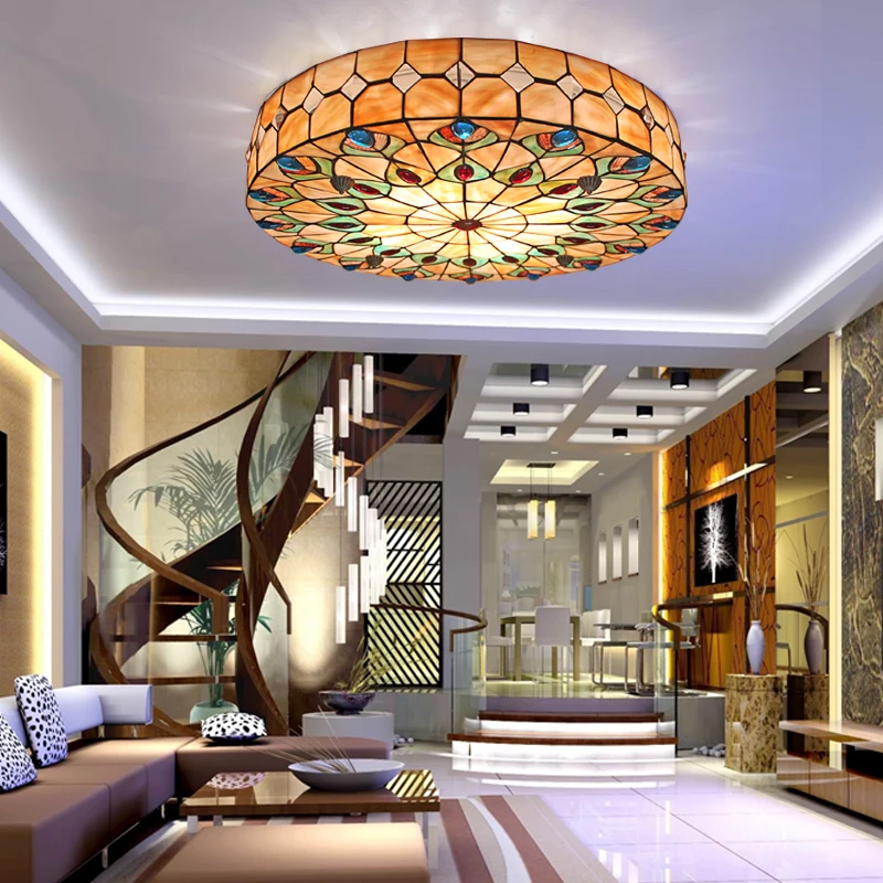 Витражный Потолочный Светильник Тиффани 50 см лампа для гостиной спальни балкона