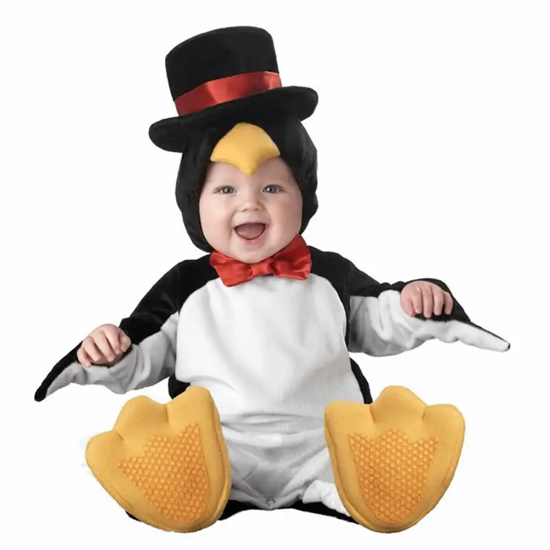 Penguin Фланелевые детские комбинезоны; детская одежда с объемным рисунком медведя, кролика, свинки; детские комбинезоны; костюмы на Хэллоуин; mameluco de bebe barboteuse bebe - Цвет: Penguin