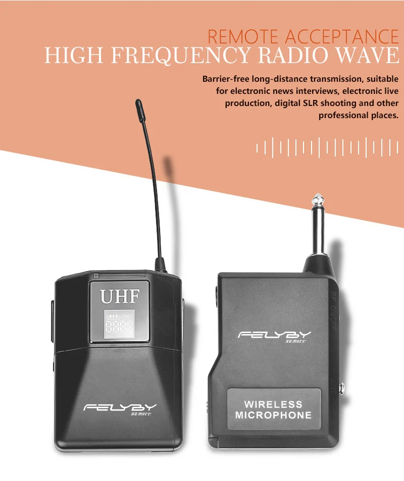 FELYBY Профессиональный UHF Беспроводной конденсаторный микрофон лавалье для