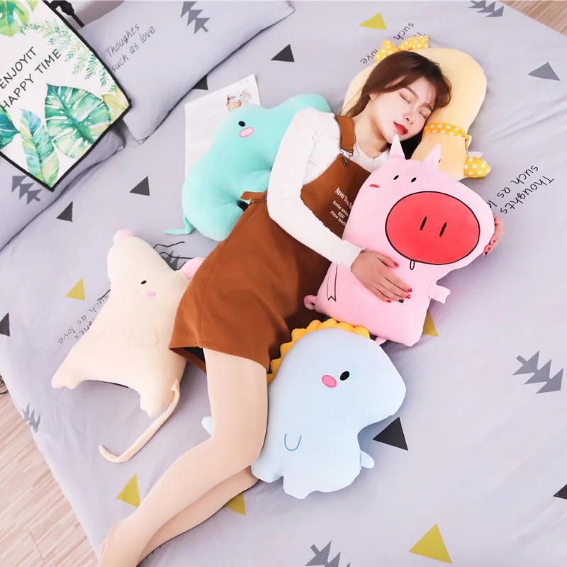 50 см Kawaii Мультфильм Подушка в форме животного подушка мягкая плюшевая игрушка набивка свинья Динозавр крыс утка Бегемот Подушка детский подарок на день рождения