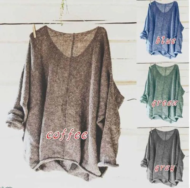 Модные женские длинные рукава свободные свитера 2018 Новая осень Повседневное