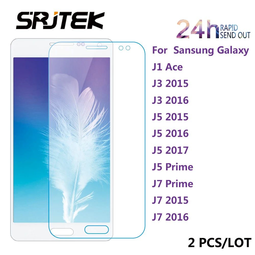 2 шт./лот Srjtek 2.5D Закаленное стекло протектор экрана для SAMSUNG Galaxy J1 Ace J3 2016 J5 2015 J7 Prime