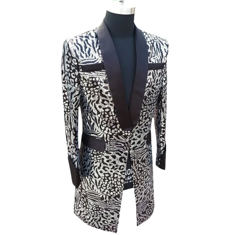 Мужская длинная куртка с блестками блейзер для клуба вечеринки певицы DJ одежда