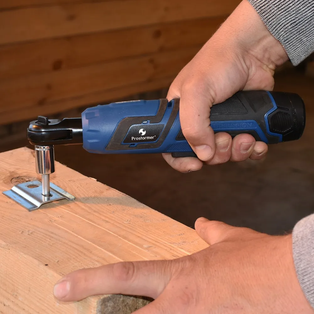 

PROSTORMER 40NM Electric Wrench 3/8 Angle Drill Screwdriver Cordless Ratchet Wrench Scaffolding Screwdriver Bits Socket Sets
