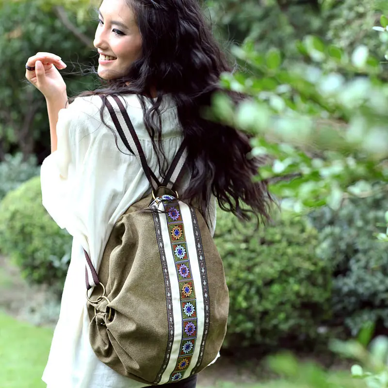 

Bohemia Ethnic Floral Canvas Backpacks Embroidery Travel Anti-theft Woman Backpack Bag Dropship Bagpack Retro Girls Mochilas
