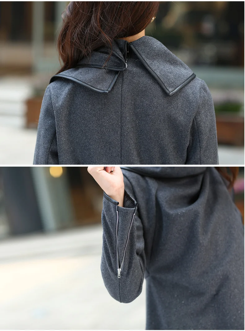 2018 Европа и Америка тонкая Асимметричная Длина шерстяное пальто женское